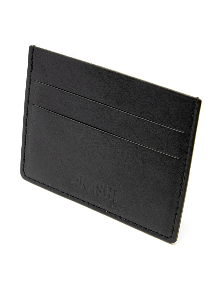 Porte-cartes horizontal noir lisse en similicuir