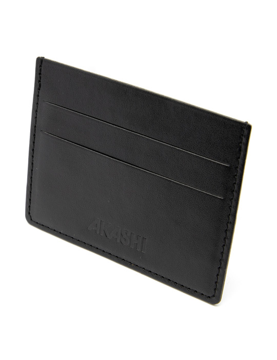 Porte-cartes horizontal noir lisse en similicuir
