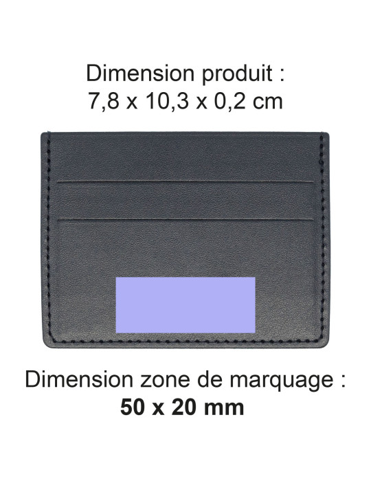 Porte-cartes horizontal noir lisse en similicuir
