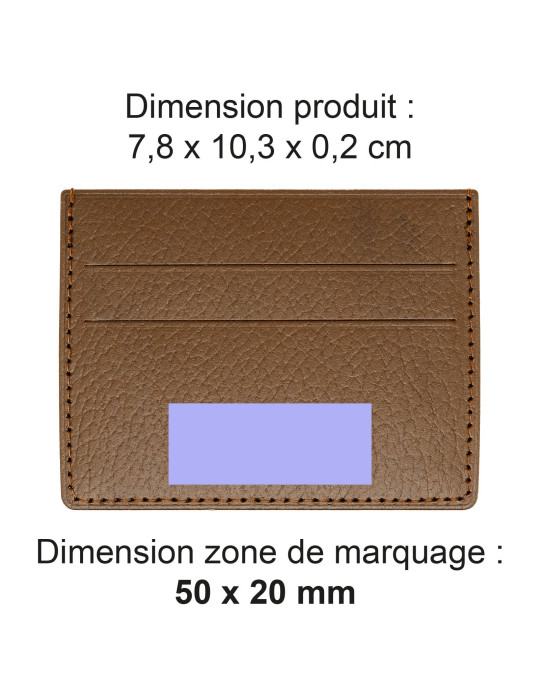 Porte-cartes horizontal marron lisse personnalisable
