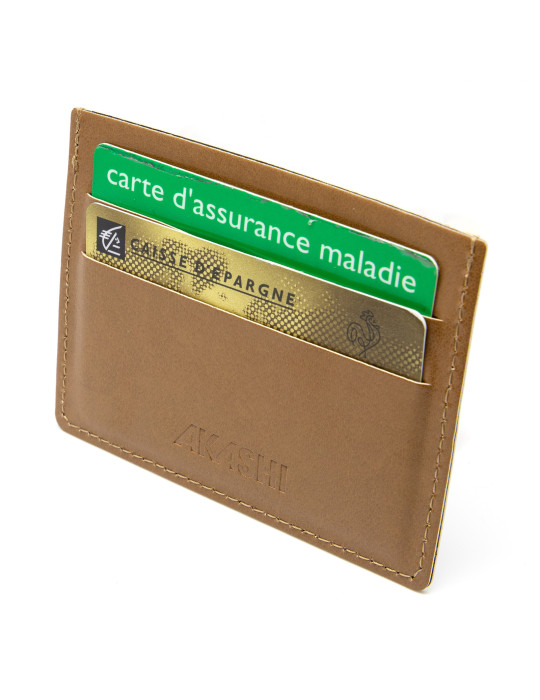 Porte-cartes horizontal marron lisse personnalisable