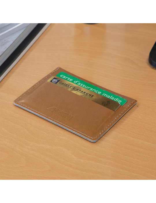 Porte-cartes horizontal marron lisse personnalisable