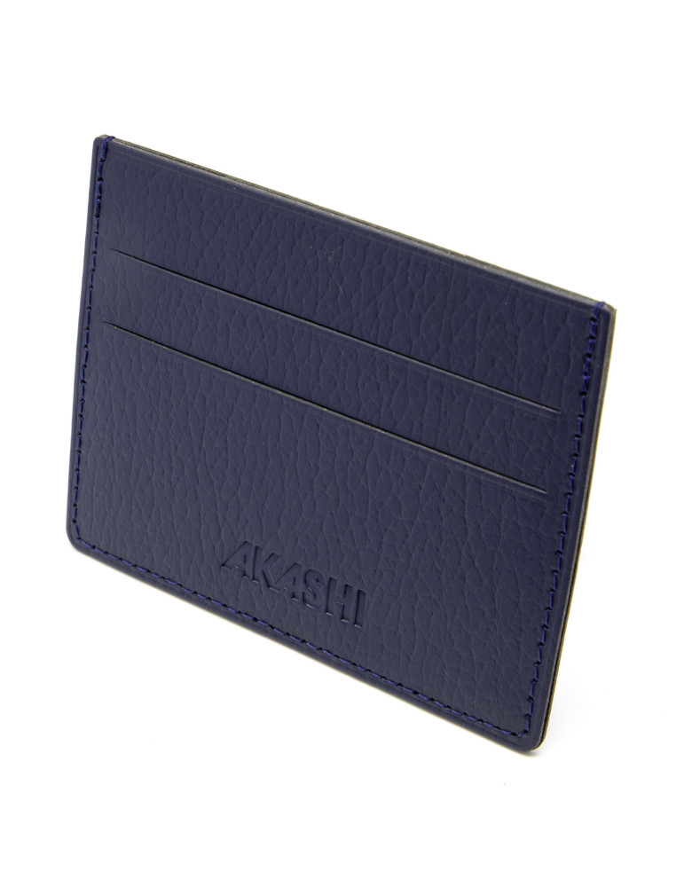 Porte-cartes bleu marine en cuir recyclé