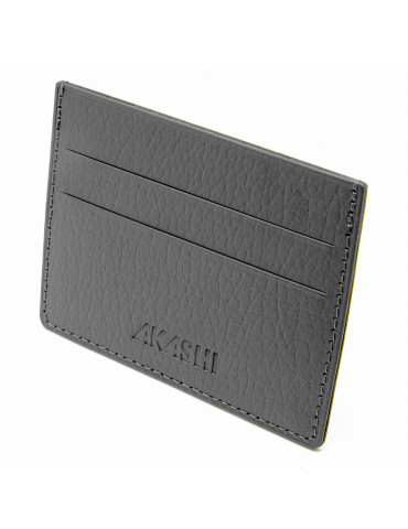 Porte-cartes horizontal en cuir recyclé gris personnalisé