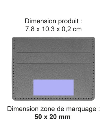Porte-cartes horizontal en cuir recyclé gris personnalisé 2