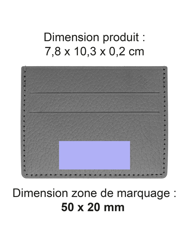 Porte-cartes horizontal en cuir recyclé gris personnalisé
