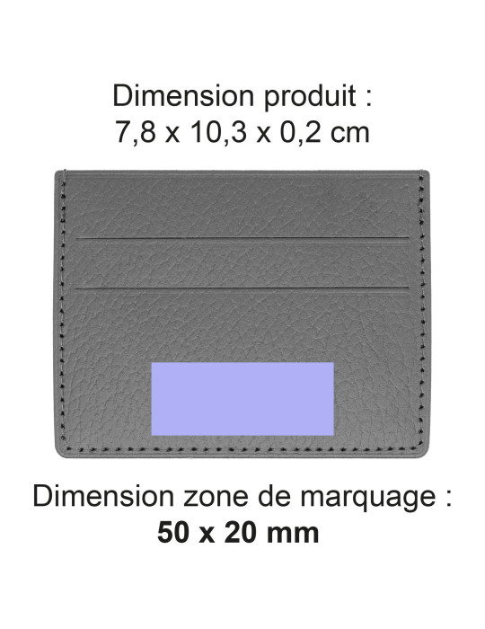 Porte-cartes horizontal en cuir recyclé gris personnalisé