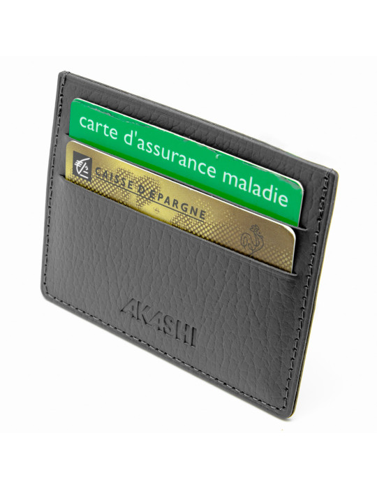 Porte-cartes horizontal en cuir recyclé gris personnalisé