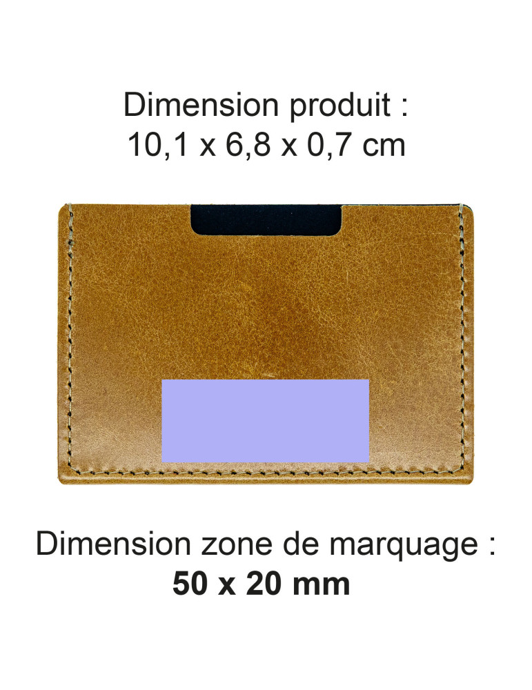Porte-cartes en cuir véritable marron clair personnalisé