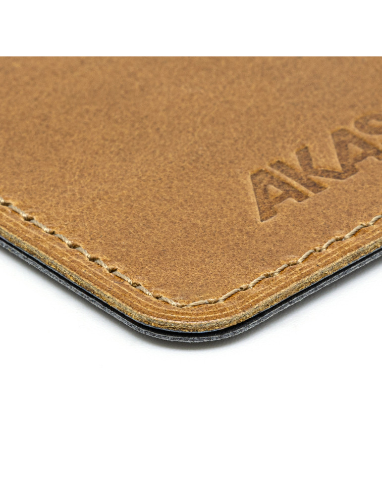 Porte-cartes en cuir véritable marron clair personnalisé