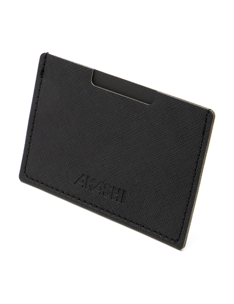 Porte-cartes en simili-cuir noir grainé personnalisable