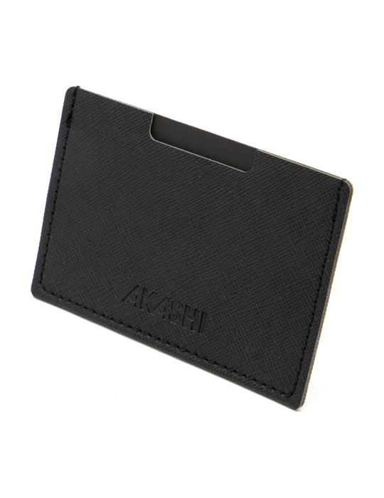 Porte-cartes en simili-cuir noir grainé personnalisable