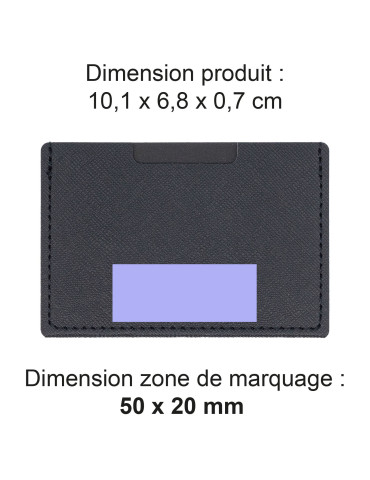 Porte-cartes en simili-cuir noir grainé personnalisable 2
