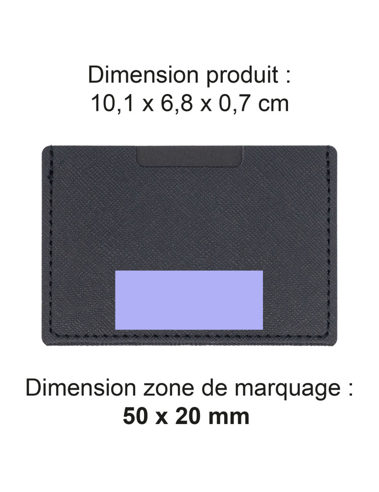 Porte-cartes en simili-cuir noir grainé personnalisable