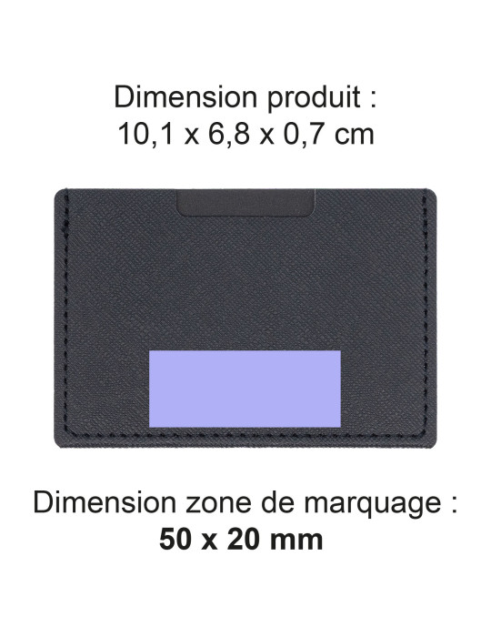 Porte-cartes en simili-cuir noir grainé personnalisable