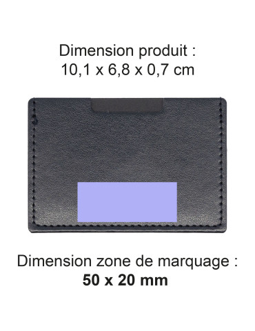 Porte-cartes noir en simili-cuir lisse personnalisable 2