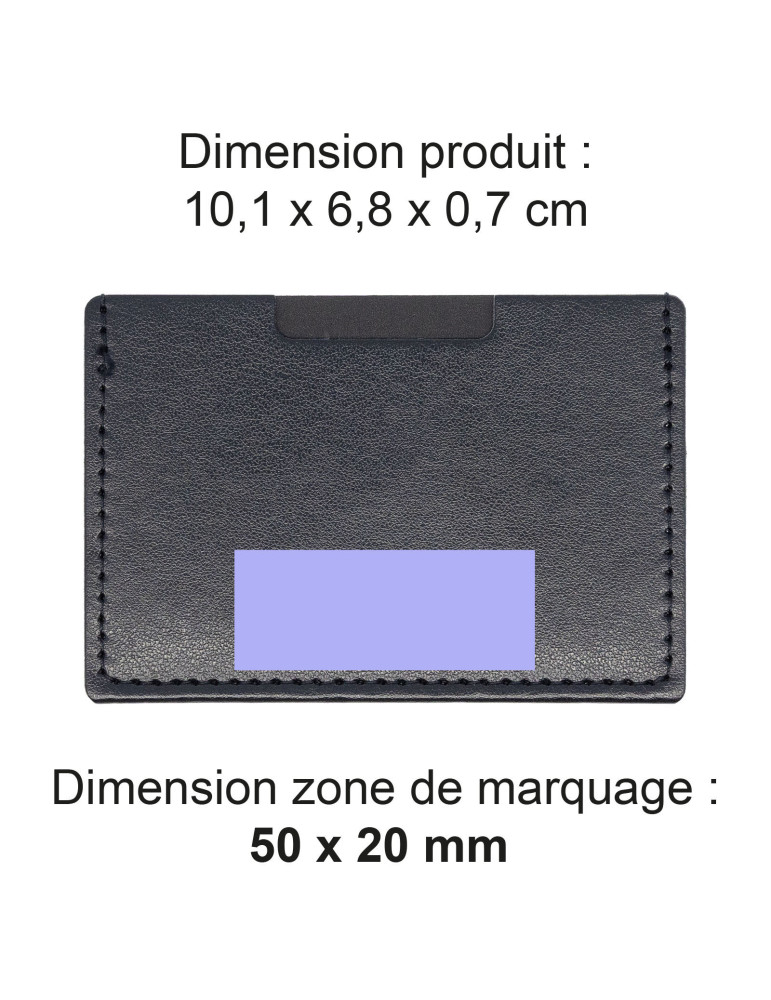 Porte-cartes noir en simili-cuir lisse personnalisable