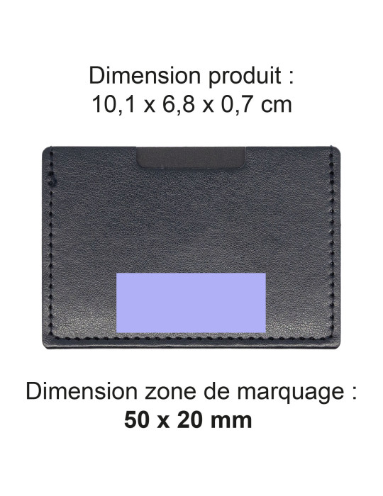 Porte-cartes noir en simili-cuir lisse personnalisable