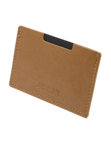 Porte-cartes en simili-cuir marron personnalisable