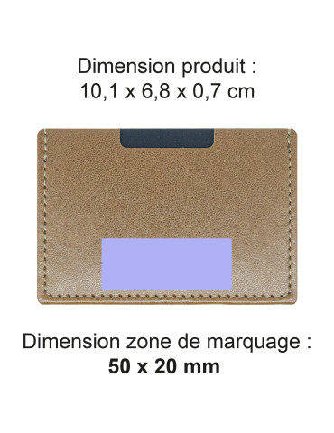 Porte-cartes en simili-cuir marron personnalisable 2