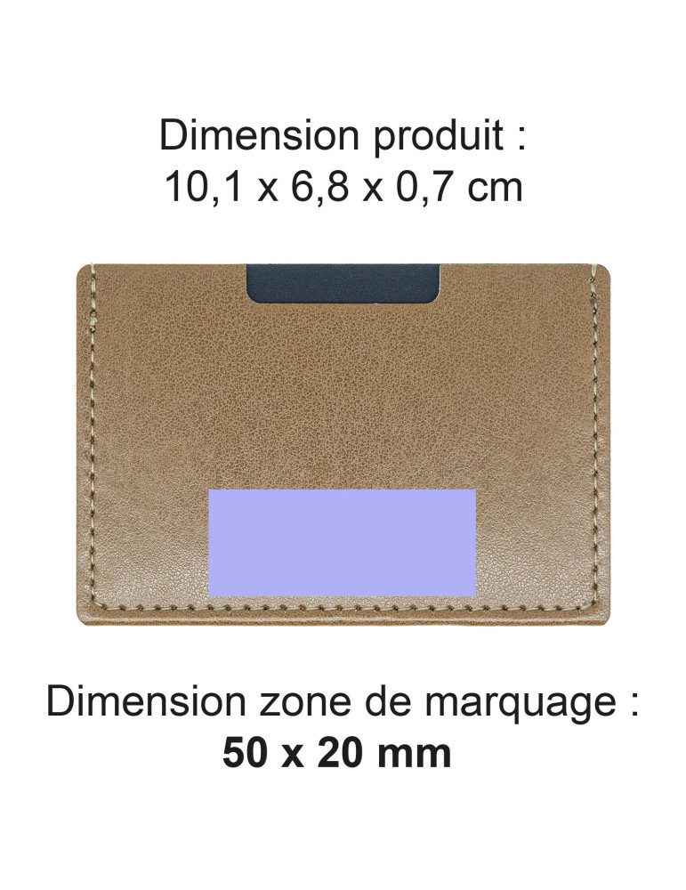 Porte-cartes en simili-cuir marron personnalisable
