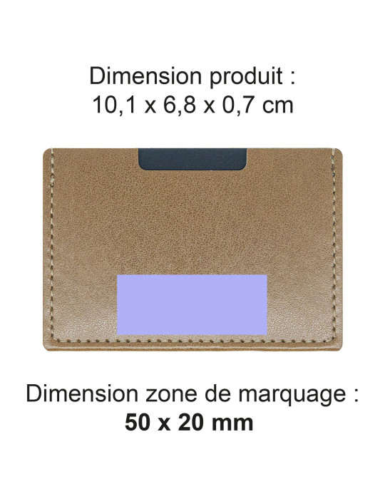 Porte-cartes en simili-cuir marron personnalisable
