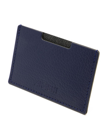 Porte-cartes bleu marine en cuir recyclé personnalisable