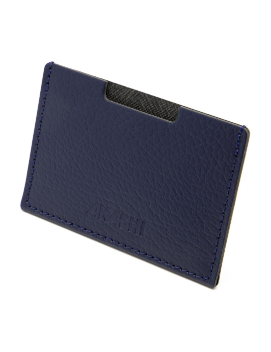 Porte-cartes bleu marine en cuir recyclé personnalisable