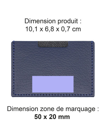 Porte-cartes bleu marine en cuir recyclé personnalisable 2