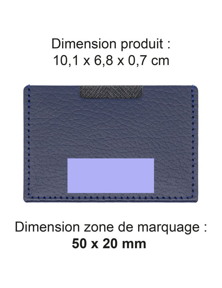Porte-cartes bleu marine en cuir recyclé personnalisable