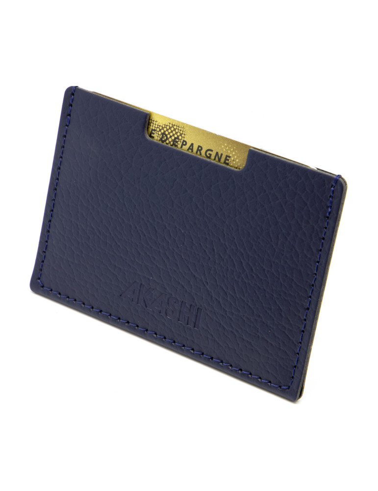 Porte-cartes bleu marine en cuir recyclé personnalisable