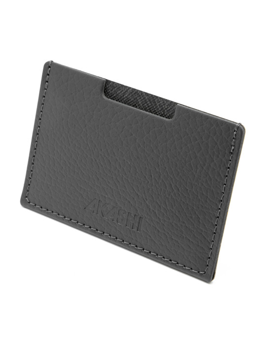 Porte-cartes gris en cuir recyclé personnalisable