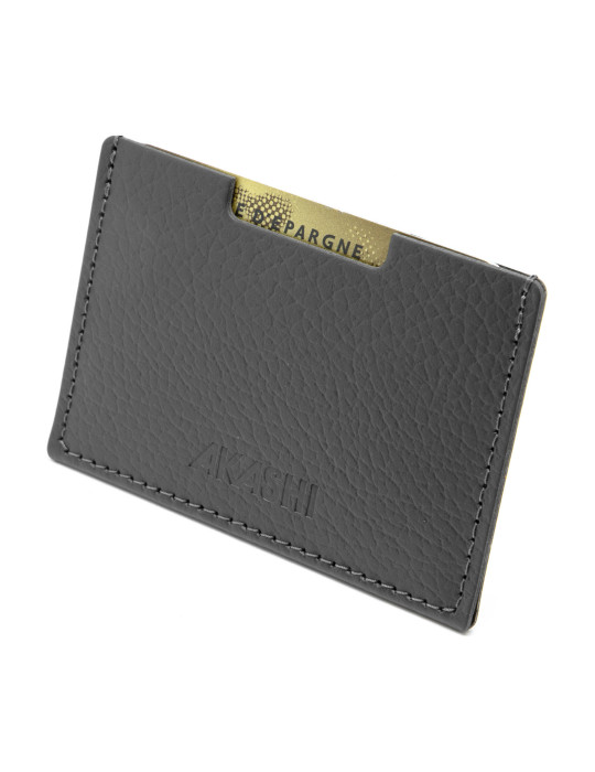 Porte-cartes gris en cuir recyclé personnalisable