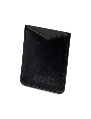 Porte-cartes smartphone en cuir noir personnalisé