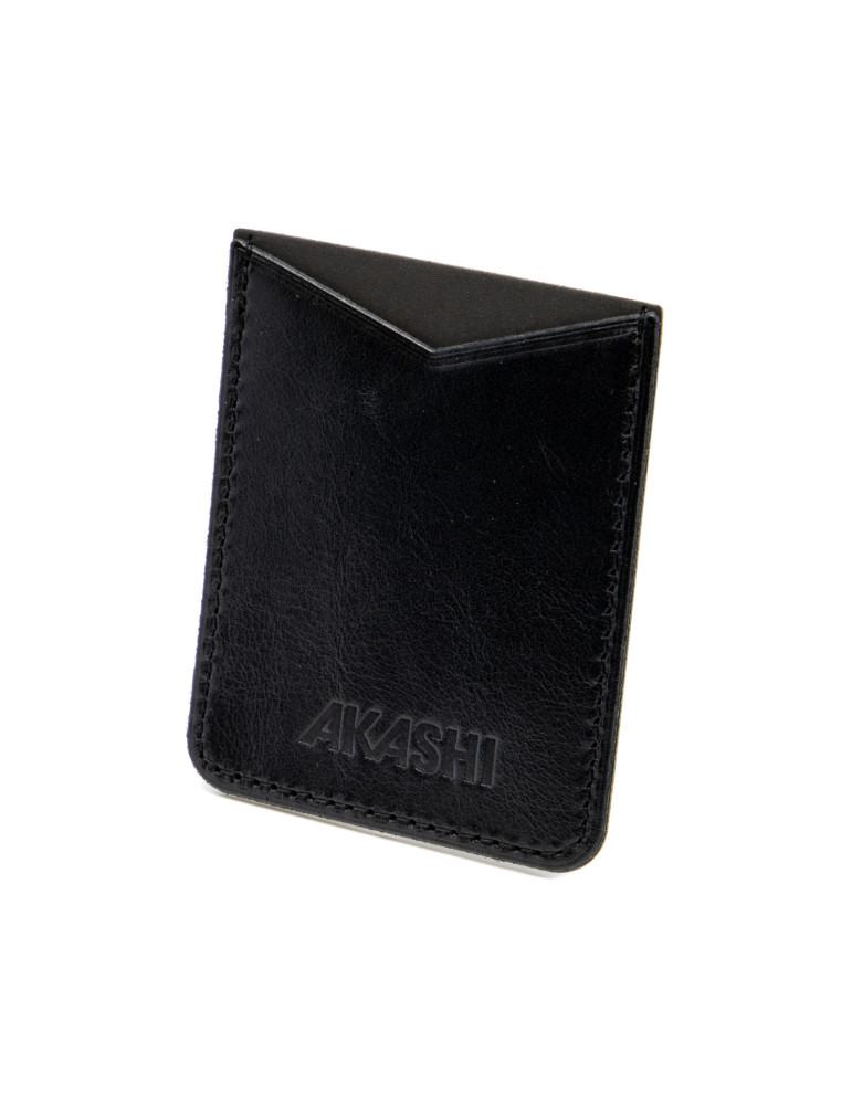 Porte-cartes smartphone en cuir noir personnalisé