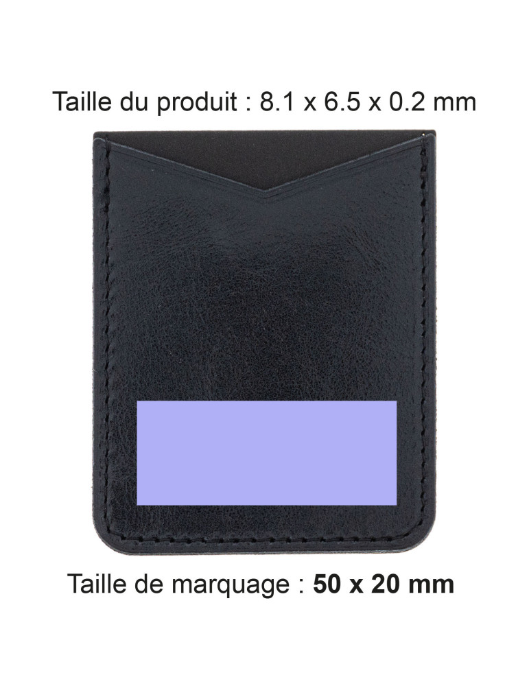 Porte-cartes smartphone en cuir noir personnalisé