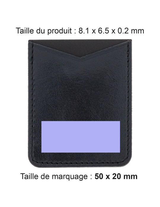 Porte-cartes smartphone en cuir noir personnalisé