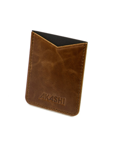 Porte-cartes smartphone en cuir marron foncé personnalisé