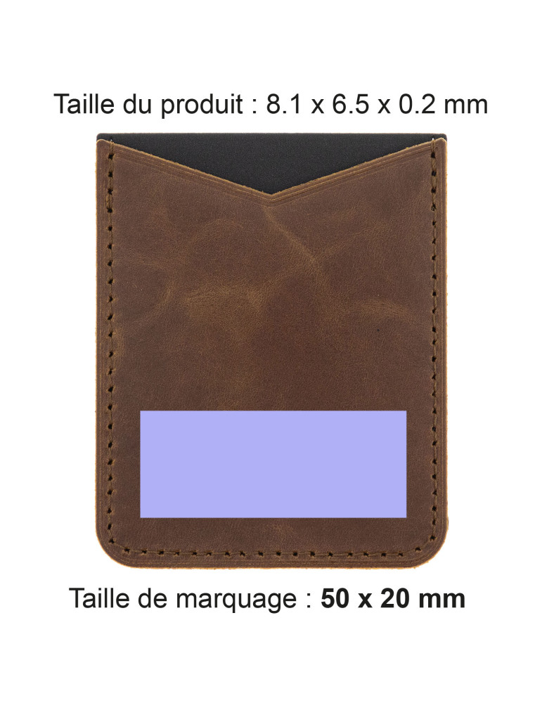 Porte-cartes smartphone en cuir marron foncé personnalisé