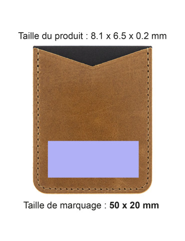 Porte-cartes smartphone cuir marron clair personnalisé 2