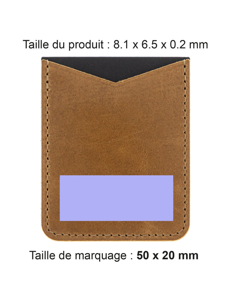 Porte-cartes smartphone cuir marron clair personnalisé