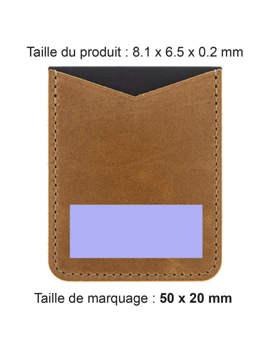 Porte-cartes smartphone cuir marron clair personnalisé