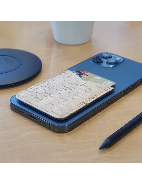 Porte-cartes smartphone en liège personnalisable