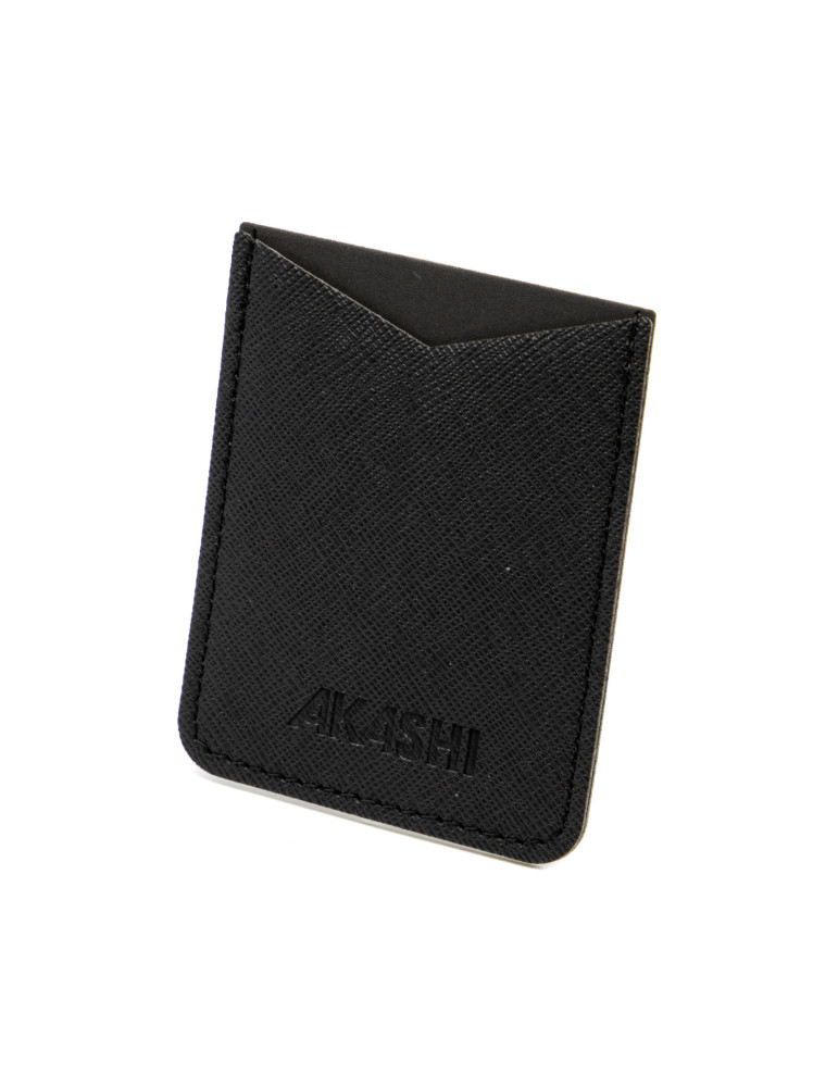Porte-cartes smartphone en simili-cuir noir grainé