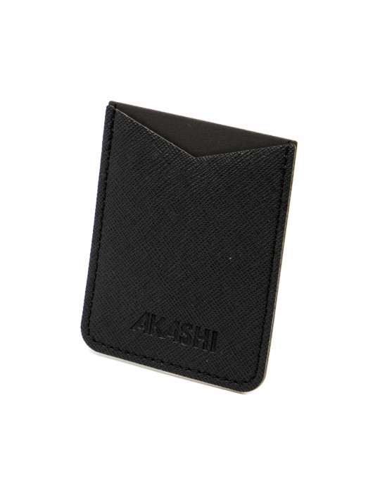 Porte-cartes smartphone en simili-cuir noir grainé