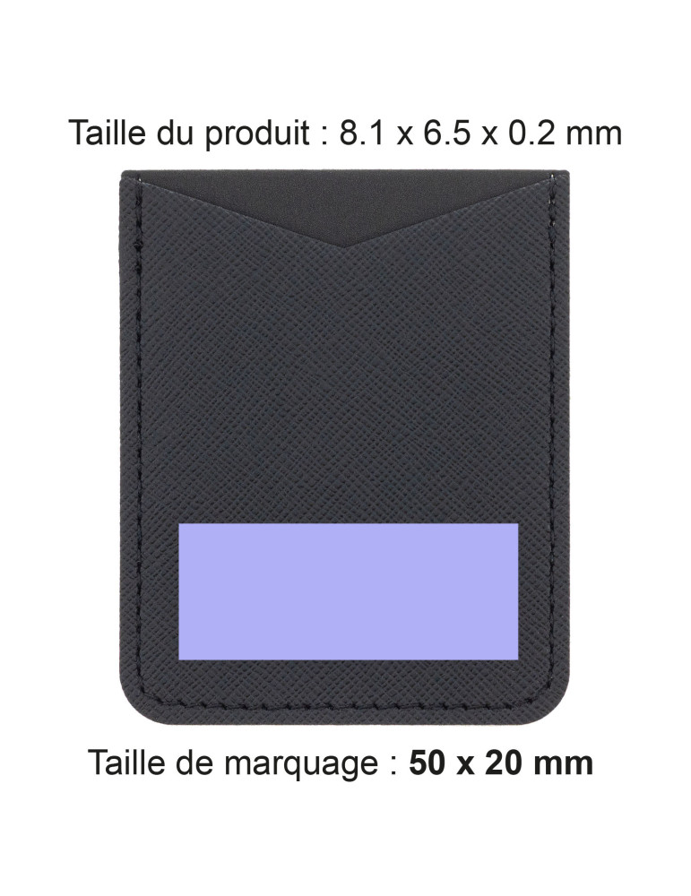 Porte-cartes smartphone en simili-cuir noir grainé