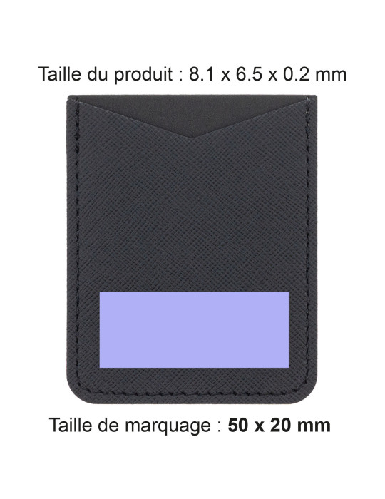 Porte-cartes smartphone en simili-cuir noir grainé