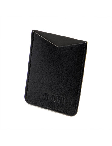 Porte-cartes smartphone en simili-cuir lisse noir