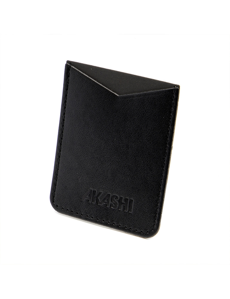 Porte-cartes smartphone en simili-cuir lisse noir