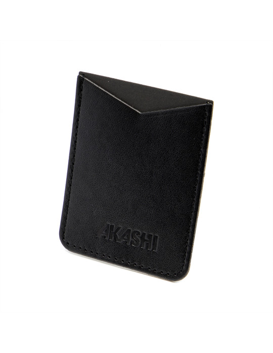 Porte-cartes smartphone en simili-cuir lisse noir